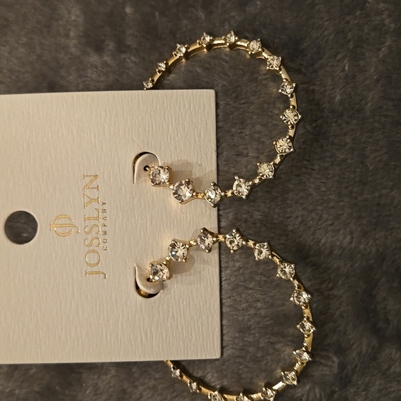Josslyn Gold Hoop Earrings with Crystals - Picture 3 of 3